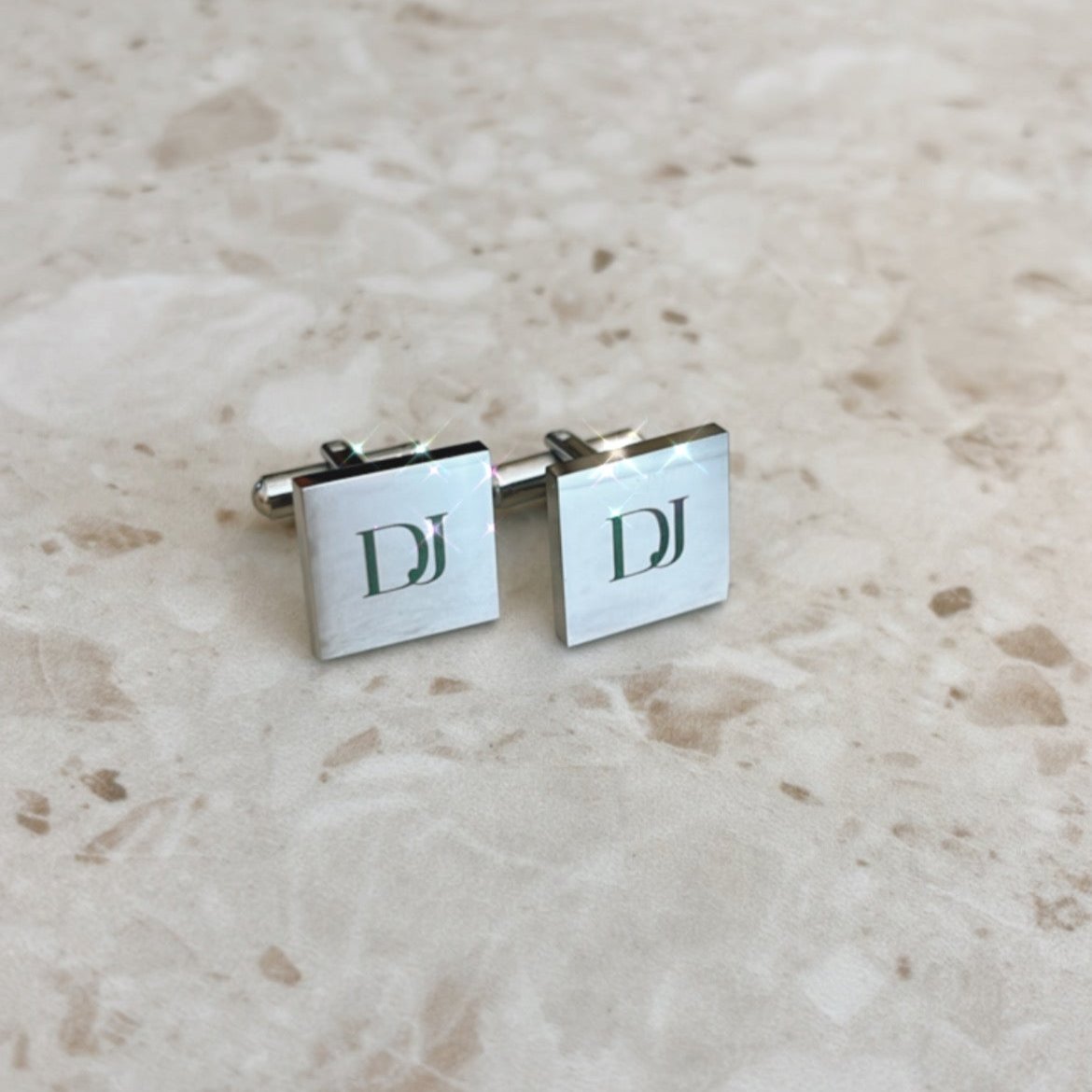 Engraved Square Gold Cufflinks