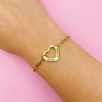 Load image into Gallery viewer, Lazer Engraved Hollow Heart Bracelet
