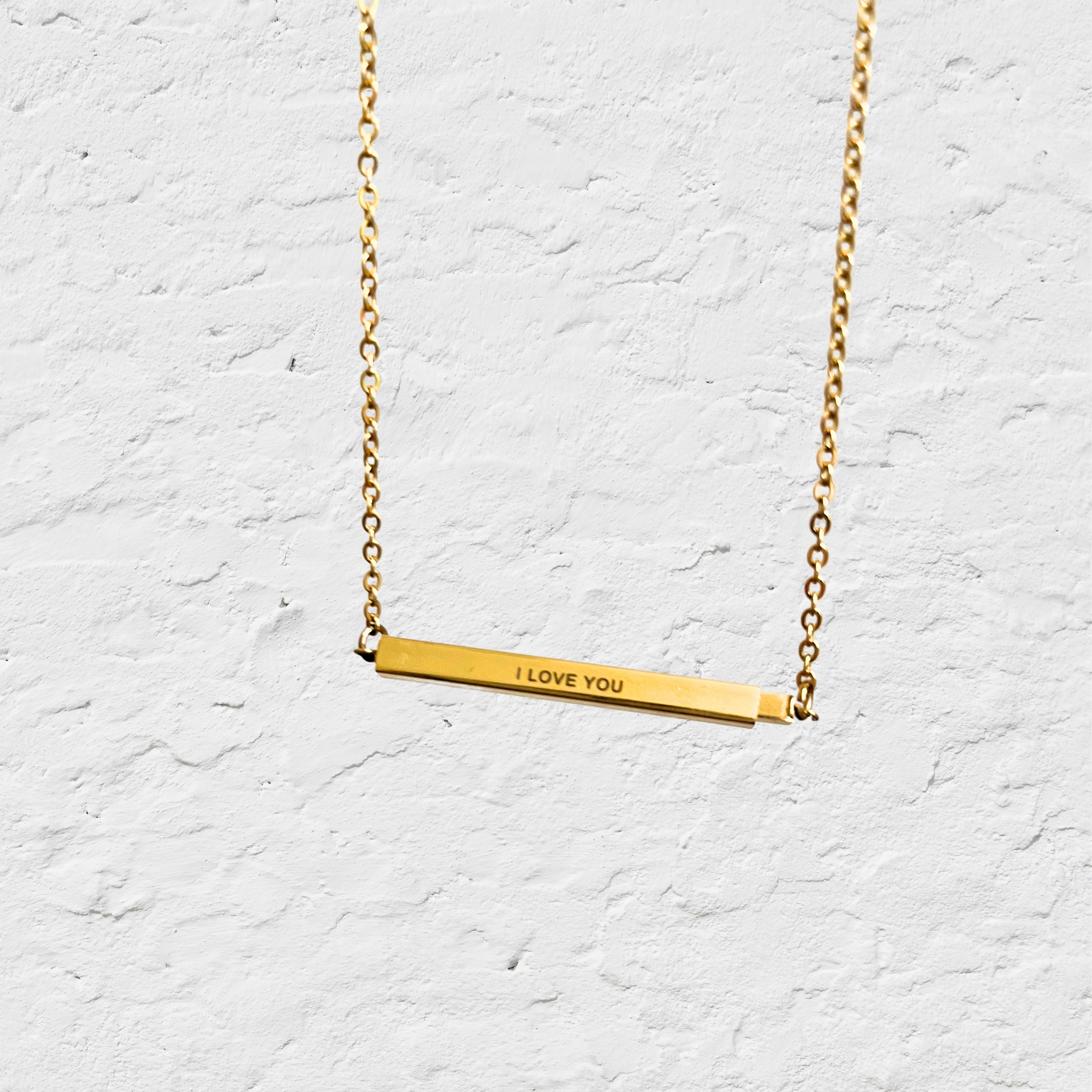 Lazer Engraved Hidden Message Bar Necklace