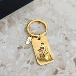 Load image into Gallery viewer, Lazer Engraved Double Sided Rectangle Keychain for Guys
