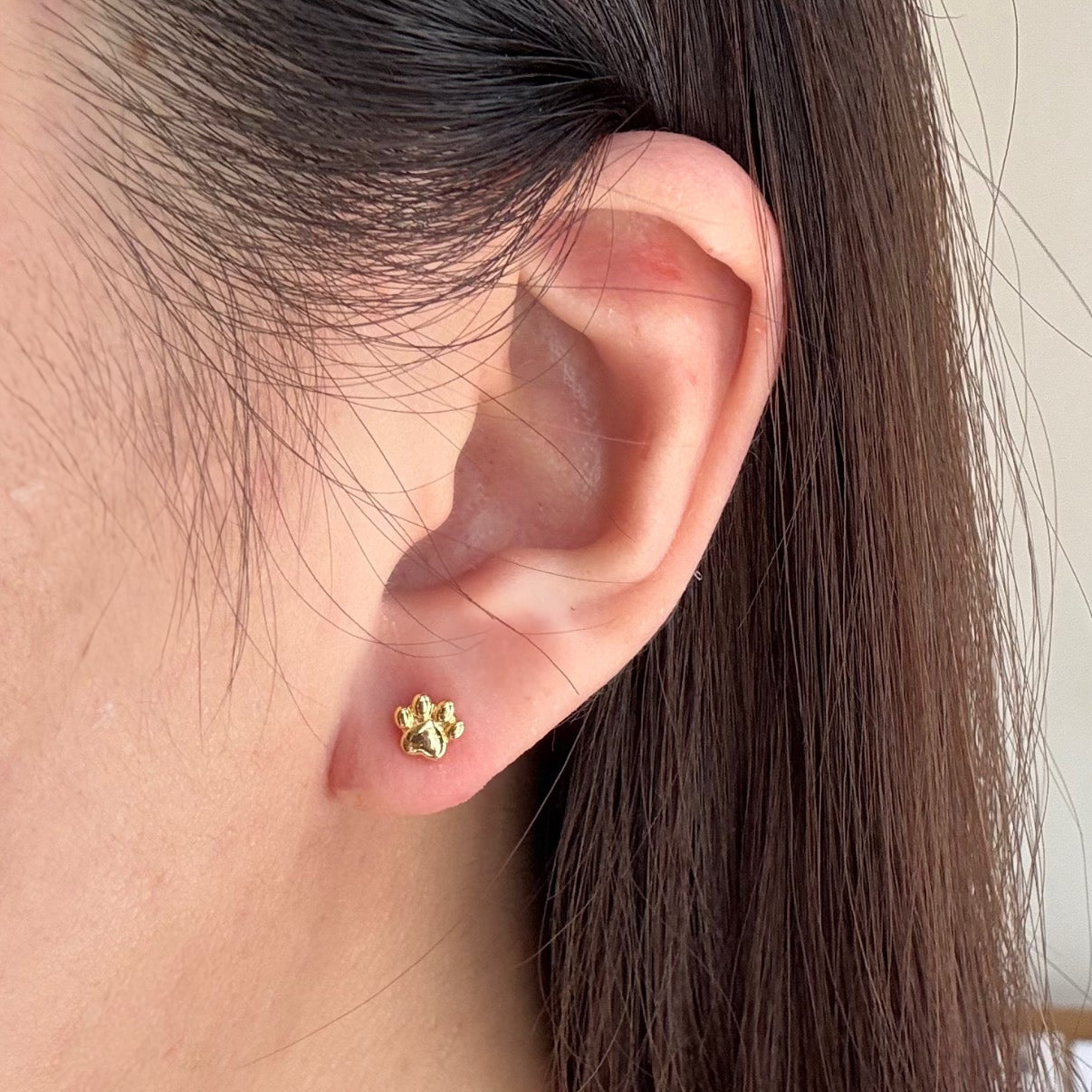 Tiny Paw Print Stud Earrings