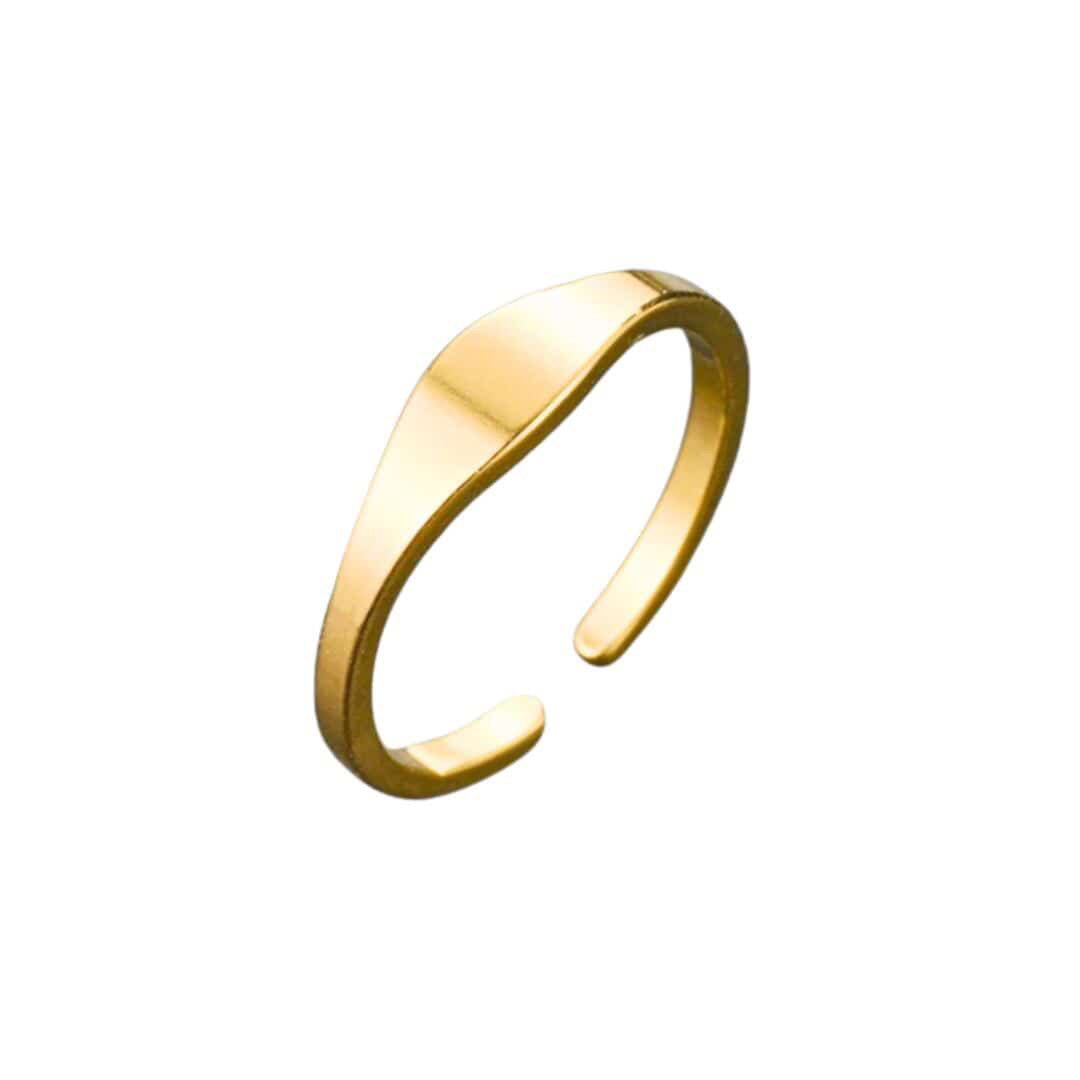 Lazer Engraved Signet Gold Filled Ring - Adjustable