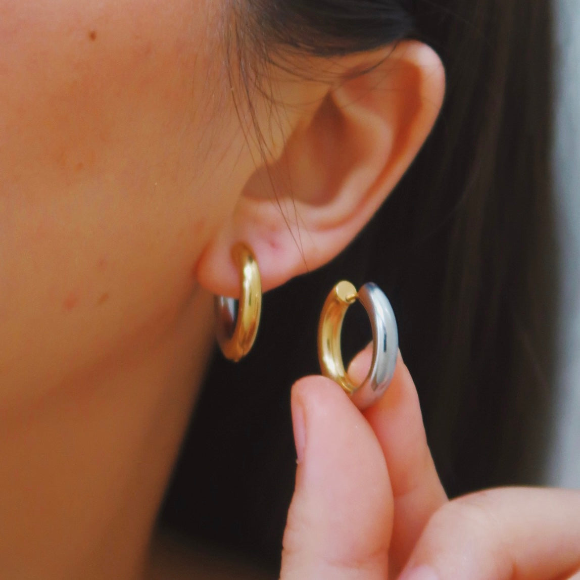 Dual Hoop Earrings in Gold & Silver