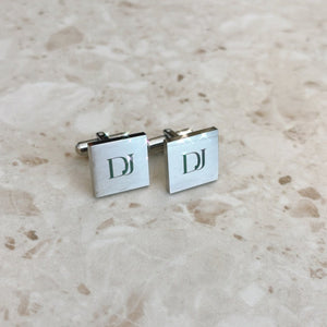 PRE-ORDER Lazer Engraved Square Cufflinks in SILVER