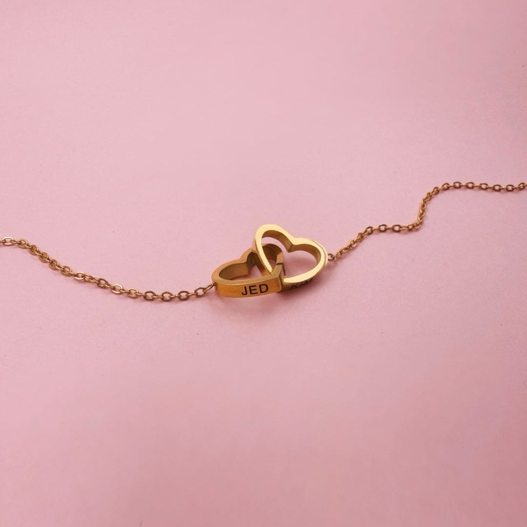 *PRE-ORDER LIMITED Lazer Engraved Interlocking Heart Necklace