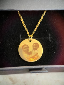 PRE-ORDER Single Sided Lazer Engraved 20MM Disc Necklace - ACTUAL PHOTO