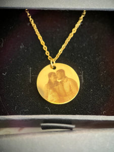 PRE-ORDER Single Sided Lazer Engraved 20MM Disc Necklace - ACTUAL PHOTO