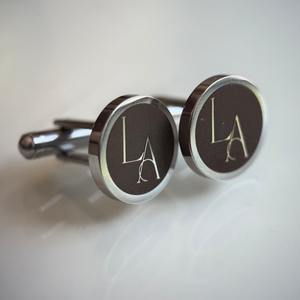 Reverse Engraved Round Cufflinks in Silver