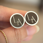Load image into Gallery viewer, Reverse Engraved Round Cufflinks in Silver
