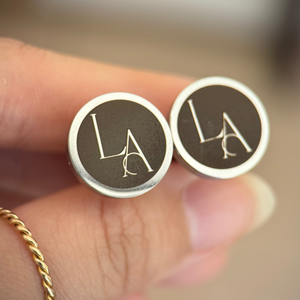 Reverse Engraved Round Cufflinks in Silver