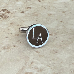 Reverse Engraved Round Cufflinks in Silver