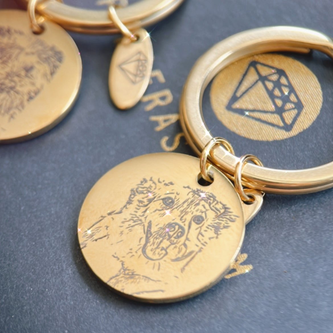 Lazer Engraved Double Sided Disc Keychain - LINE ART