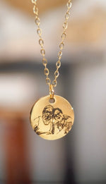 Load image into Gallery viewer, Single Sided Lazer Engraved 20MM Disc Necklace - LINE ART
