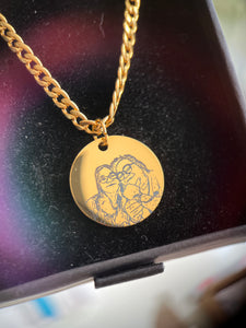 PRE-ORDER Single Sided Lazer Engraved 20MM Disc Necklace - ACTUAL PHOTO