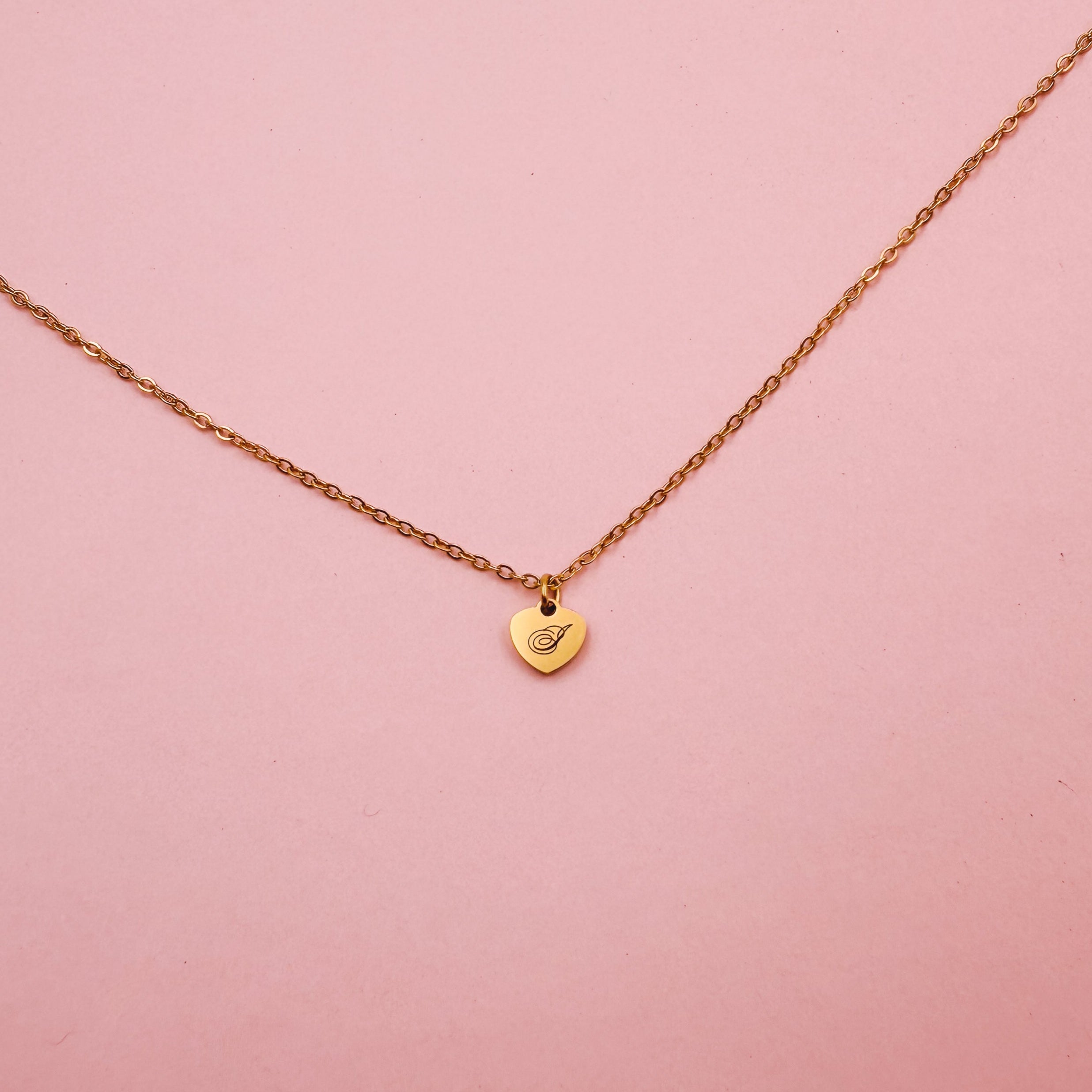 LIMITED VALENTINE'S Lazer Engraved Flat Heart Gold Filled Necklace