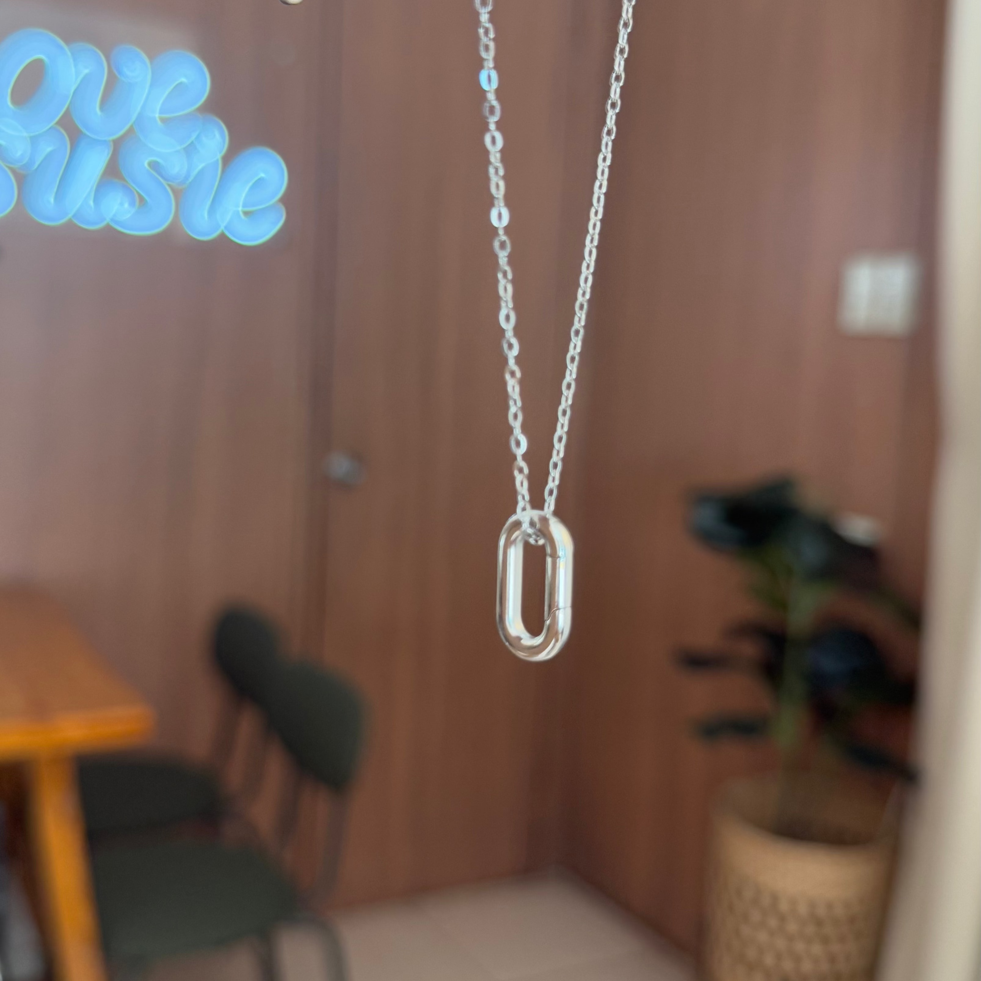 PRE-ORDER White Gold Filled Ring Keeper Necklace in Oval