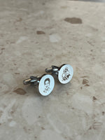 Load image into Gallery viewer, PRE-ORDER Lazer Engraved Round Cufflinks in SILVER
