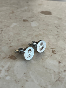 PRE-ORDER Lazer Engraved Round Cufflinks in SILVER