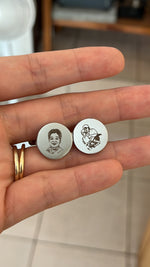 Load image into Gallery viewer, PRE-ORDER Lazer Engraved Round Cufflinks in SILVER
