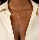 Load image into Gallery viewer, Pearl Gold Filled Y-Necklace
