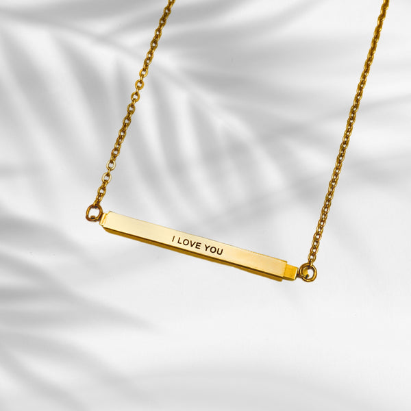 PRE-ORDER Lazer Engraved Hidden Message Bar Necklace – pulserasbykim