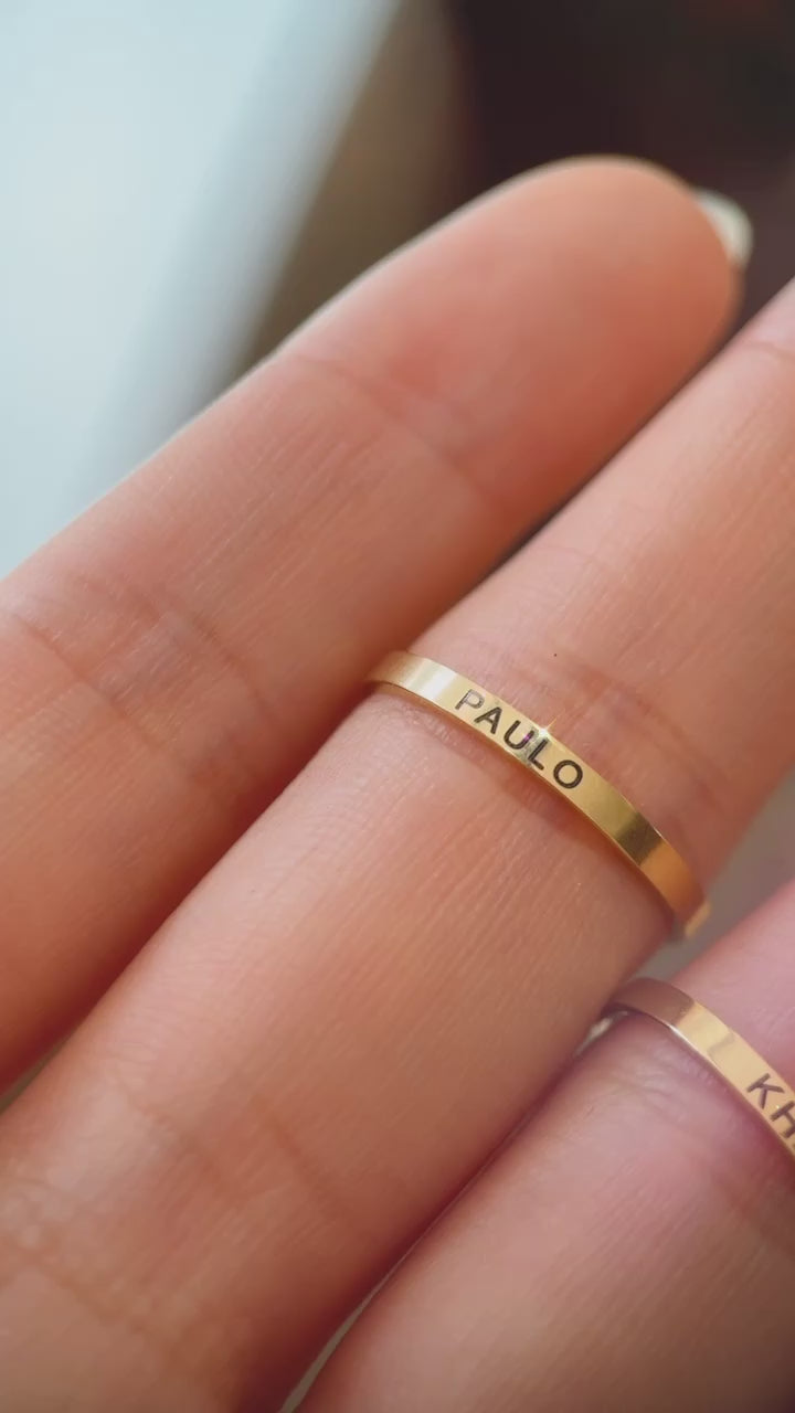Lazer Engraved Couple Gold Filled Rings - Adjustable