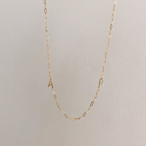*PRE-ORDER Double Mini Sideways Initial Paperlink Necklace
