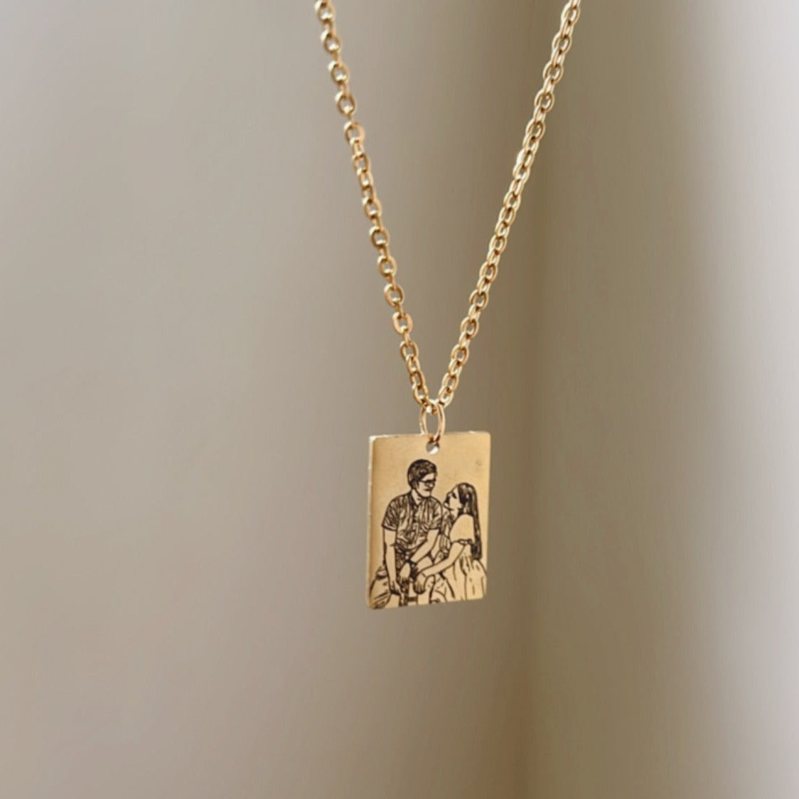 LIMITED Lazer Engraved Rectangle Necklace FOR GUYS - LINE ART