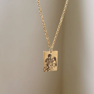 LIMITED Lazer Engraved Rectangle Necklace FOR GUYS - LINE ART