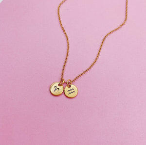 Duo Zodiac Gold Filled Necklace