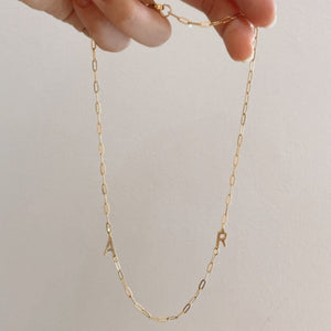 *PRE-ORDER Double Mini Sideways Initial Paperlink Necklace