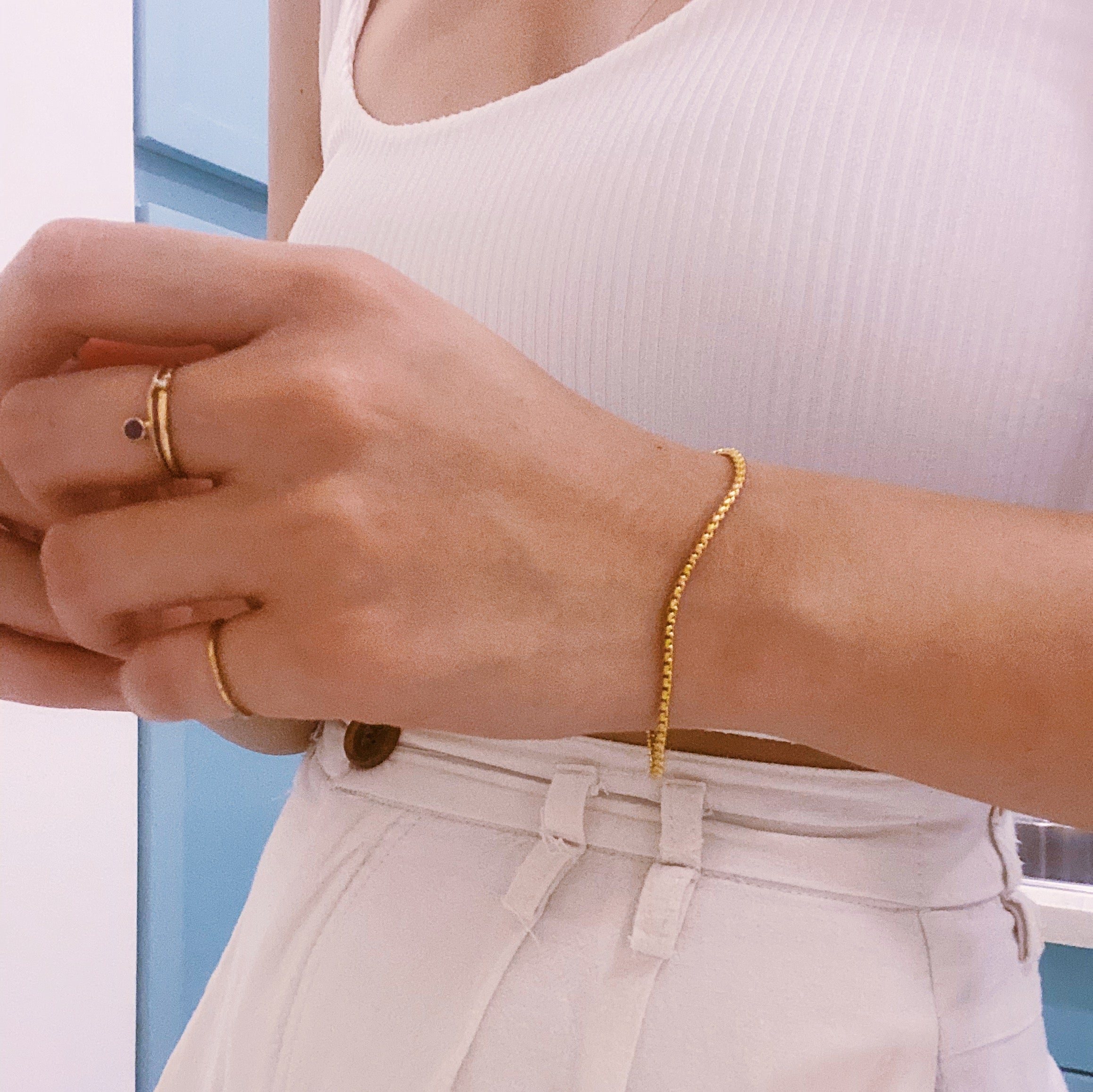 Box Chain Gold Filled Bracelet