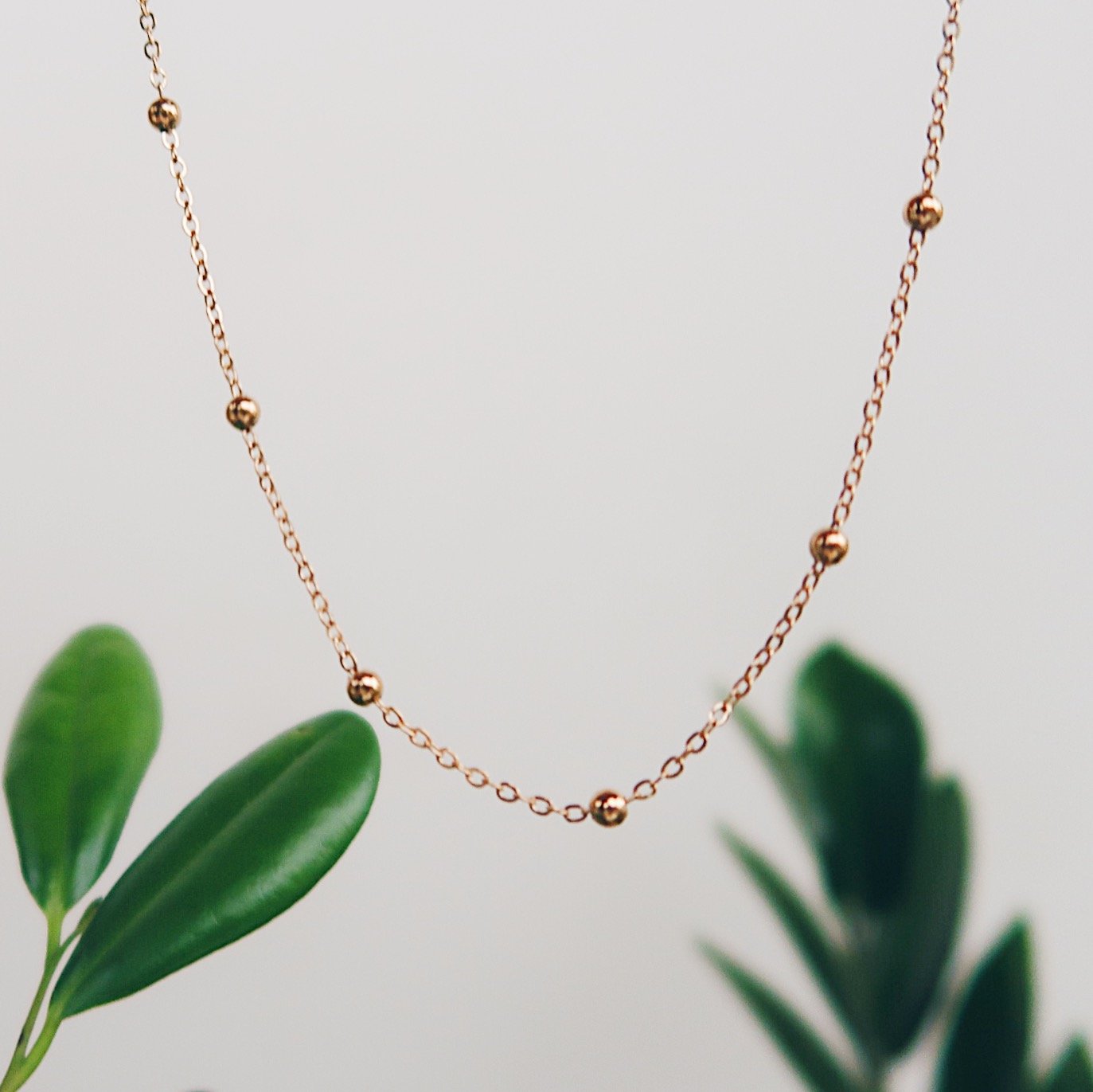 Beaded Chain Gold Filled Necklace