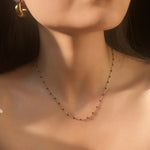 Load image into Gallery viewer, Black Beaded Chain Gold Filled Necklace
