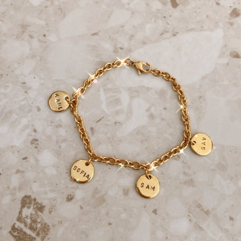 Custom 4-Disc Gold Filled Bracelet (5 characters)