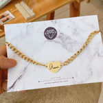 Load image into Gallery viewer, Lazer Engraved Heart Necklace with Thick Curb Chain
