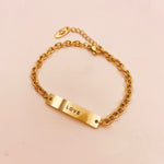 Load image into Gallery viewer, Lazer Engraved Bar Thick Cable Chain Bracelet
