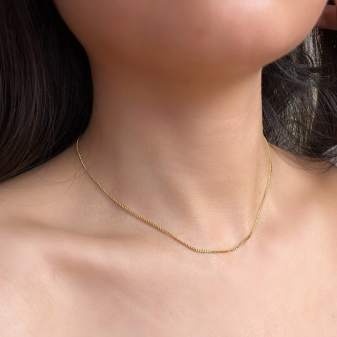 Thin Curb Chain Gold Filled Necklace