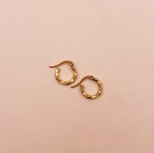 Mini Thick Twist Circle Hoop Earrings