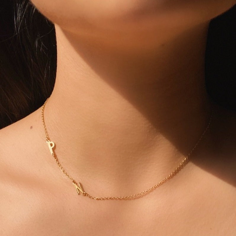 *PRE-ORDER Double Mini One Sided Initial Gold Filled Necklace
