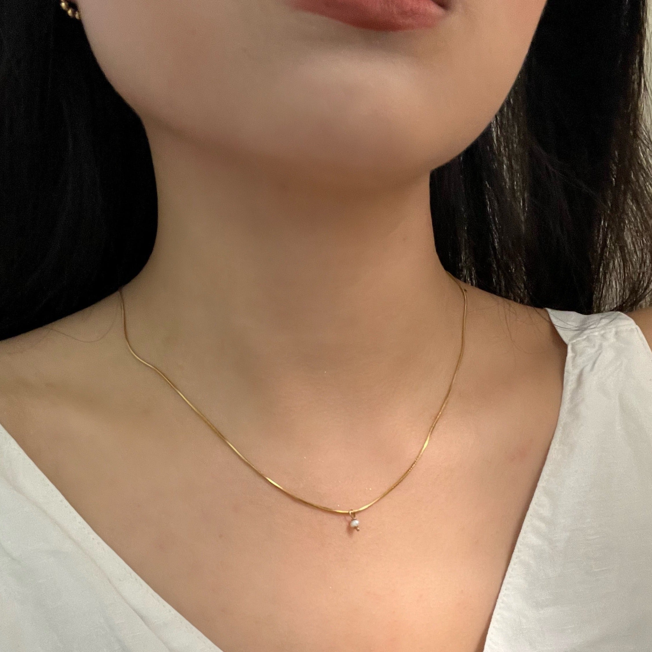 Single Pearl Gold Filled Necklace