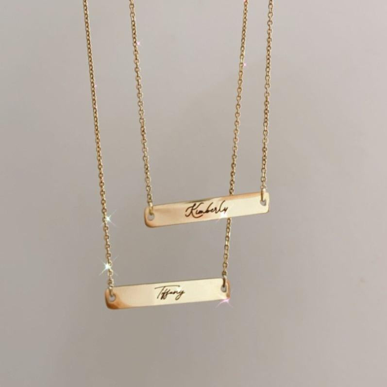 PRE-ORDER Lazer Engraved Horizontal Bar Necklace