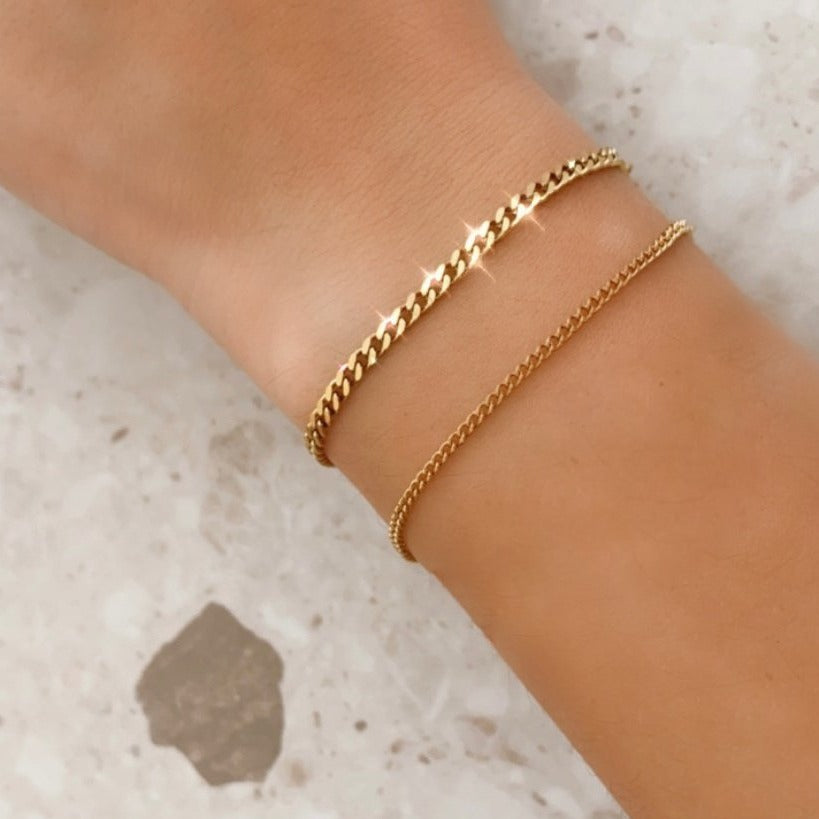 Bracelet Gold Filled Curb Chain RM Flat Curb Chain Bracelet In