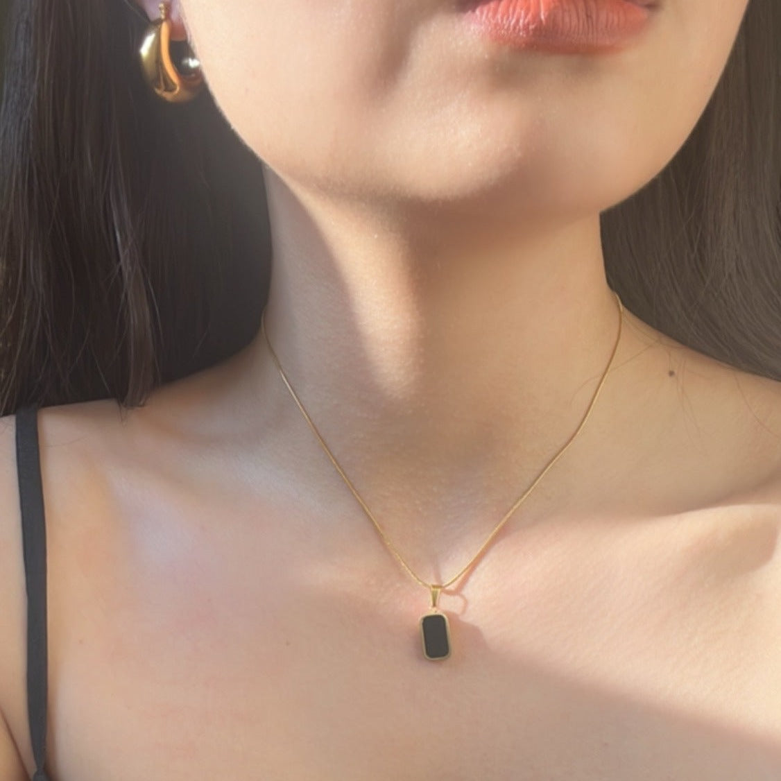PRE-ORDER Reversible Rectangle Pearl Gold Filled Necklace