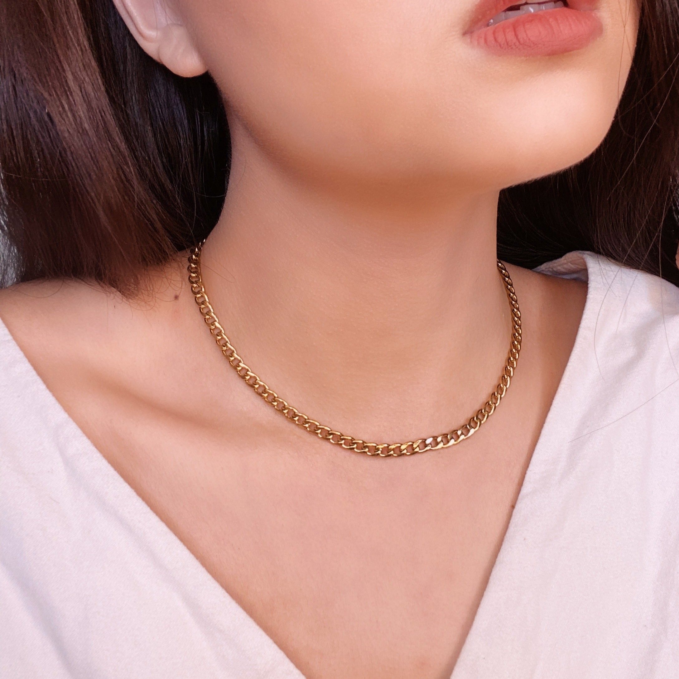 Thick Curb Chain Gold Filled Necklace