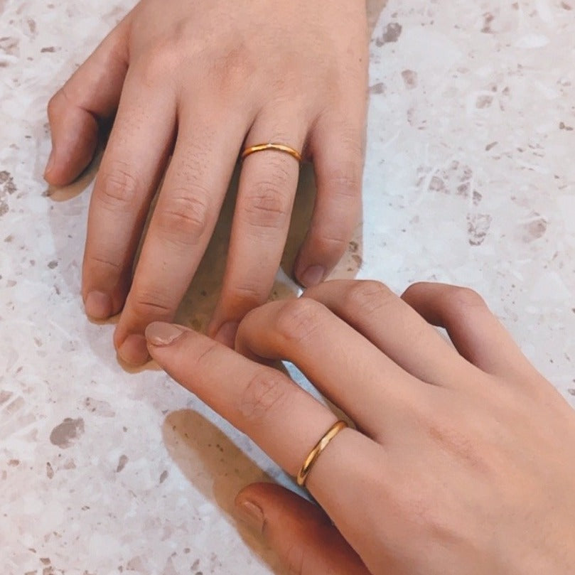 Thin Couple Ring: 2MM Gold Filled Band Ring