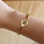Load image into Gallery viewer, Lazer Engraved 15mm Disc with Thick Curb Bracelet (QR CODE) for guys
