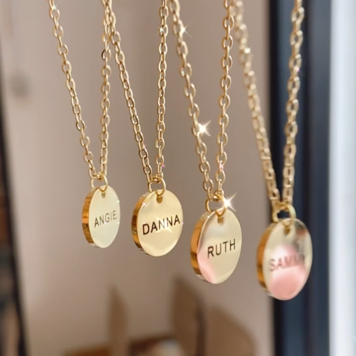 Engraved disk necklace on sale