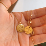 Load image into Gallery viewer, Lazer Engraved Couple Disc Necklaces - LINE ART
