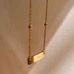 Load image into Gallery viewer, Lazer Engraved Horizontal Bar Beaded Chain Necklace

